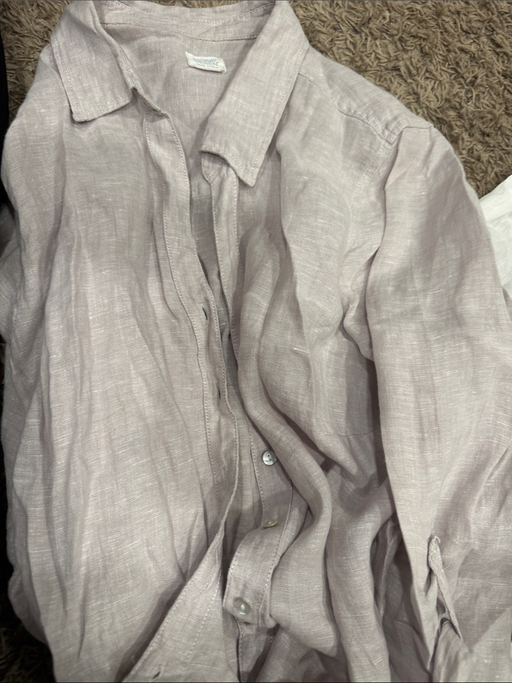 Sigrid Olsen Men's Linen Button-Down Shirt in Light Mauve